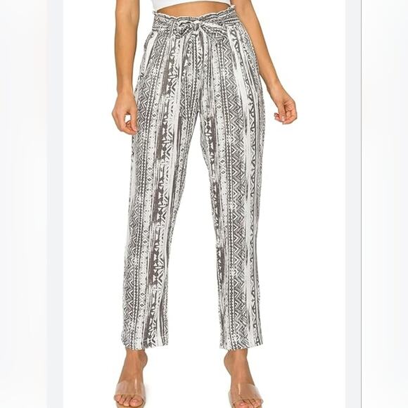 Cali 1850 Casual Linen Pants Smocked Waist Size Medium Gary White - Picture 1 of 10